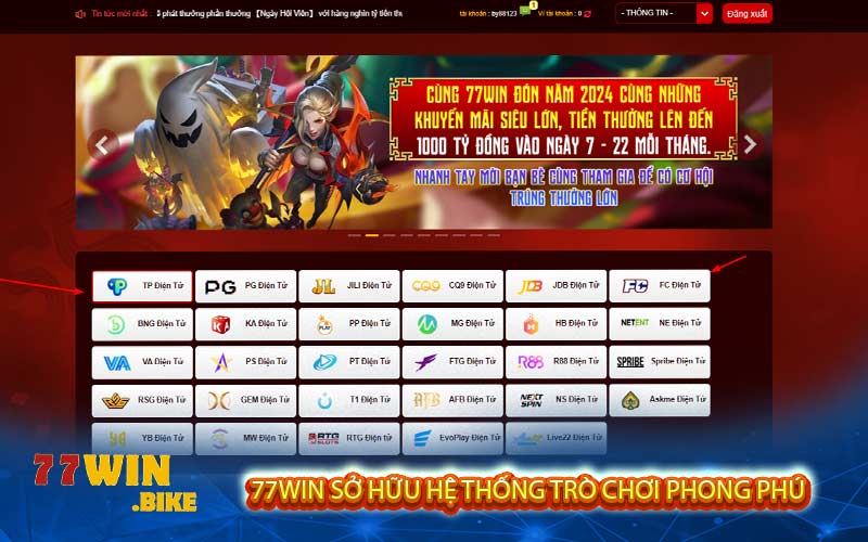 77win sở hữu hệ thống trò chơi phong phú